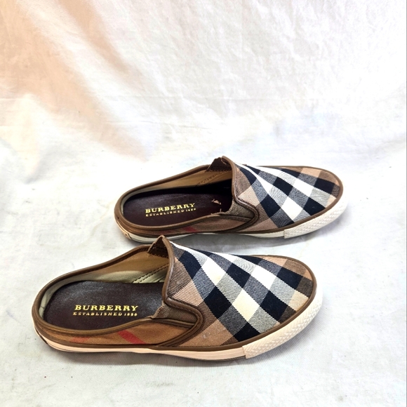 Burberry Women's Size 38 Checker Plaid Slippers Mule Sneaker Slides Shoes - Picture 2 of 8
